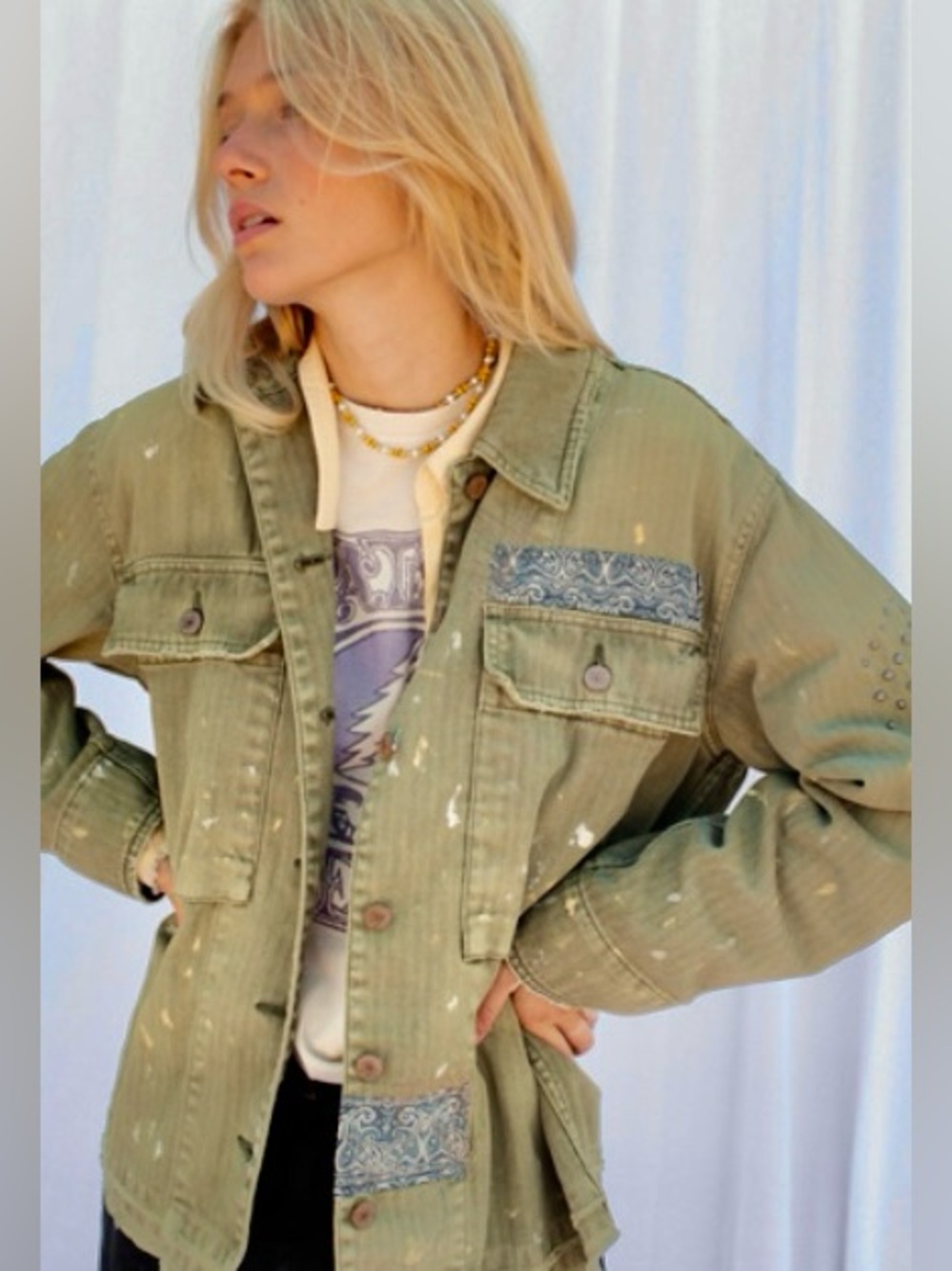 Free People Studded Military Jacket